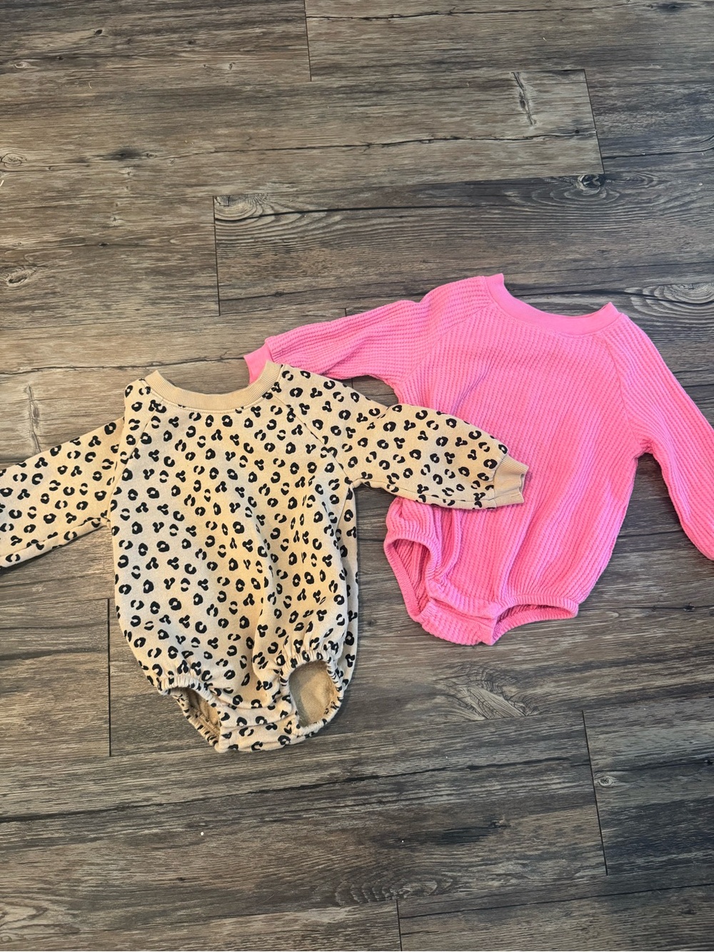 Old Navy Baby Sweatshirt Bubble Bundle - set of 2 Hot Pink & Beige Leopard